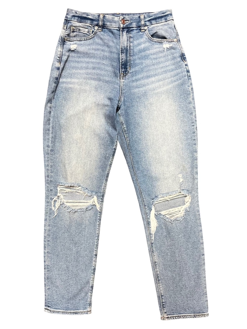 American Eagle Curvy Mom Jeans Women’s Size 6 Light Wash Distressed Denim
